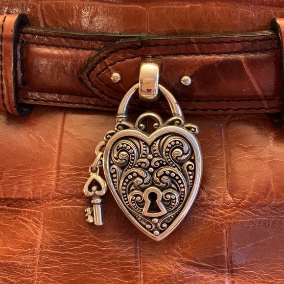 BRIGHTON Alligator Embossed Leather Handbag - Whiskey - Picture 9 of 17